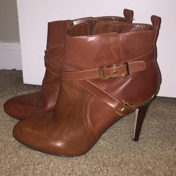 Marc Fisher Cognac Bootie Heels - Picture 1 of 4